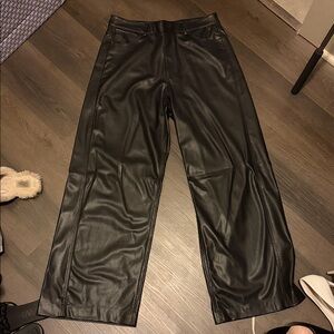 Zara Black Leather-Style Trousers